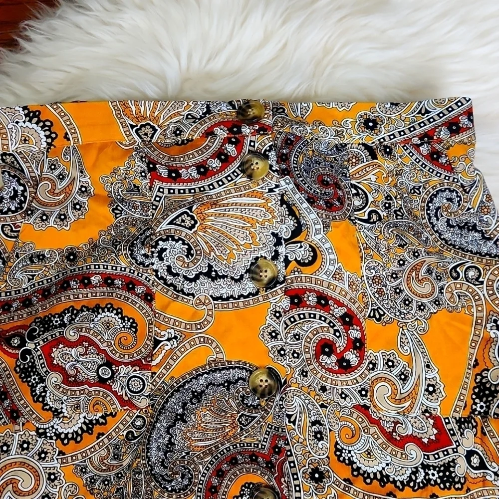Dorothy Perkins Lightweight Button Front Paisley Boho Chic Midi Skirt - Picture 3 of 5